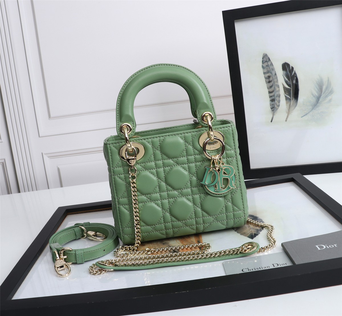 Mini Lady Dior Bag Green Cannage Lambskin